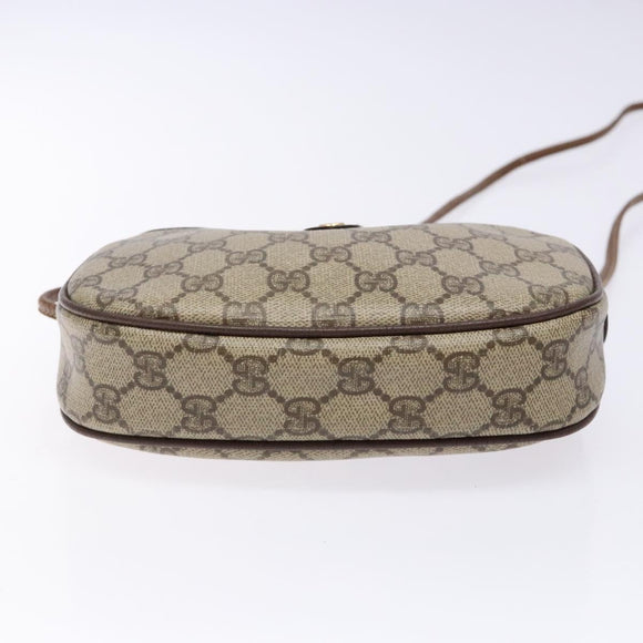 GUCCI GG Supreme Web Sherry Line Shoulder Bag PVC Beige Gold Auth BA4929