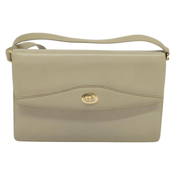 GUCCI Shoulder Bag Leather Beige Gold 004 406 0105 Auth BA4936
