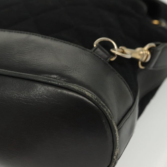CHANEL Matelasse Shoulder Bag Lamb Skin Wool Black Gold CC Auth BA4941