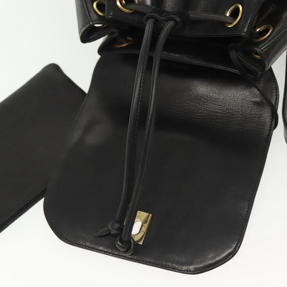 CHANEL Matelasse Shoulder Bag Lamb Skin Wool Black Gold CC Auth BA4941