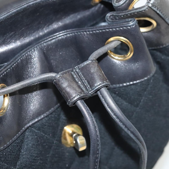 CHANEL Matelasse Shoulder Bag Lamb Skin Wool Black Gold CC Auth BA4941