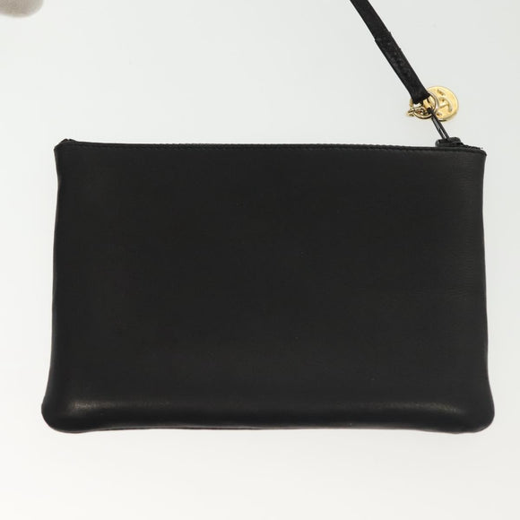 CHANEL Matelasse Shoulder Bag Lamb Skin Wool Black Gold CC Auth BA4941