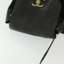 CHANEL Matelasse Shoulder Bag Lamb Skin Wool Black Gold CC Auth BA4941-6