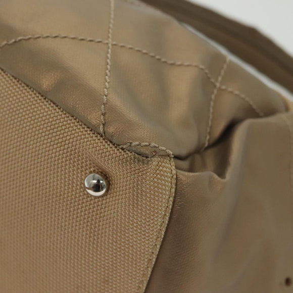 CHANEL Paris Biarritz Shoulder Bag Coated Canvas Beige Silver CC Auth BA4942