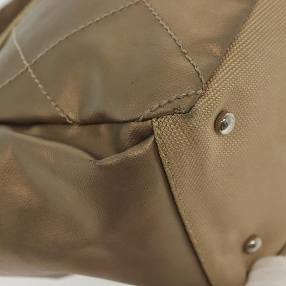 CHANEL Paris Biarritz Shoulder Bag Coated Canvas Beige Silver CC Auth BA4942