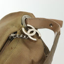 CHANEL Paris Biarritz Shoulder Bag Coated Canvas Beige Silver CC Auth BA4942-19