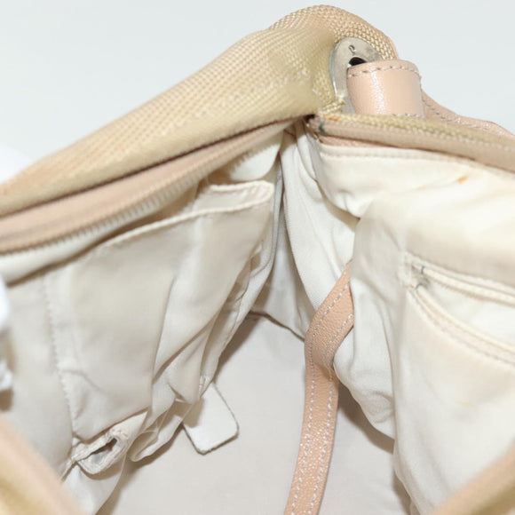 CHANEL Paris Biarritz Shoulder Bag Coated Canvas Beige Silver CC Auth BA4942