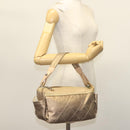 CHANEL Paris Biarritz Shoulder Bag Coated Canvas Beige Silver CC Auth BA4942-24