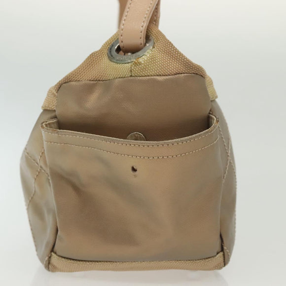 CHANEL Paris Biarritz Shoulder Bag Coated Canvas Beige Silver CC Auth BA4942