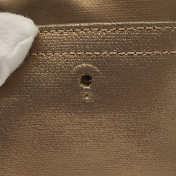 CHANEL Paris Biarritz Shoulder Bag Coated Canvas Beige Silver CC Auth BA4942