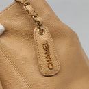 CHANEL COCO Mark Tote Bag Caviar Skin Beige Gold CC Auth BA4943-9