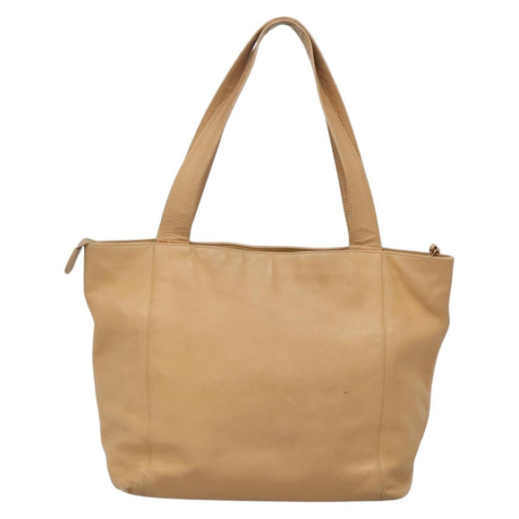 CHANEL COCO Mark Tote Bag Caviar Skin Beige Gold CC Auth BA4943