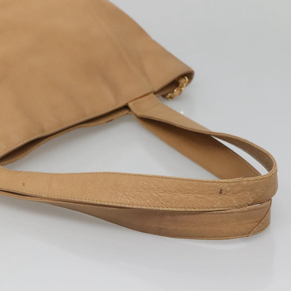 CHANEL COCO Mark Tote Bag Caviar Skin Beige Gold CC Auth BA4943