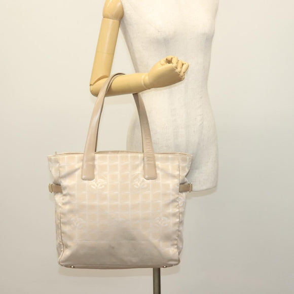 CHANEL New Travel Line Tote Bag Nylon Pink Gold CC Auth BA4944