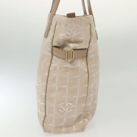 CHANEL New Travel Line Tote Bag Nylon Pink Gold CC Auth BA4944