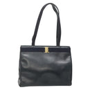 Salvatore Ferragamo Vala Shoulder Bag Leather Navy Gold Auth BA4945-1