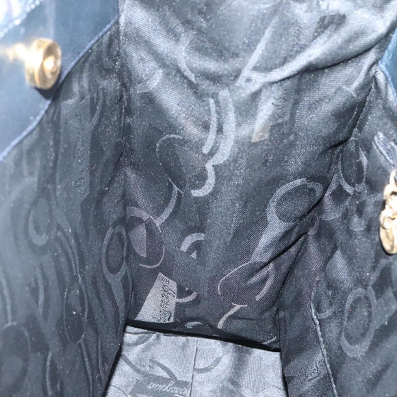 Salvatore Ferragamo Vala Shoulder Bag Leather Navy Gold Auth BA4945