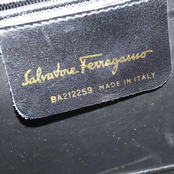 Salvatore Ferragamo Shoulder Bag Leather Navy Gold Auth BA4947