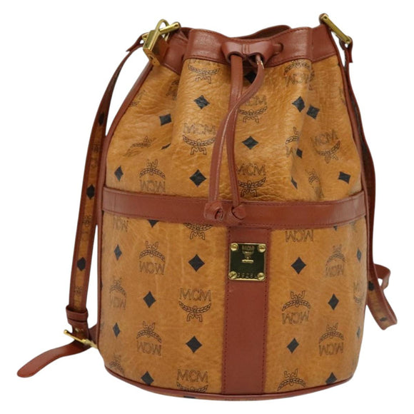 MCM Logogram Vicetos Shoulder Bag PVC Leather Brown Gold Auth BA4948