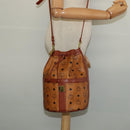 MCM Logogram Vicetos Shoulder Bag PVC Leather Brown Gold Auth BA4948-21