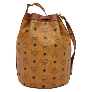 MCM Logogram Vicetos Shoulder Bag PVC Leather Brown Gold Auth BA4948 - 0