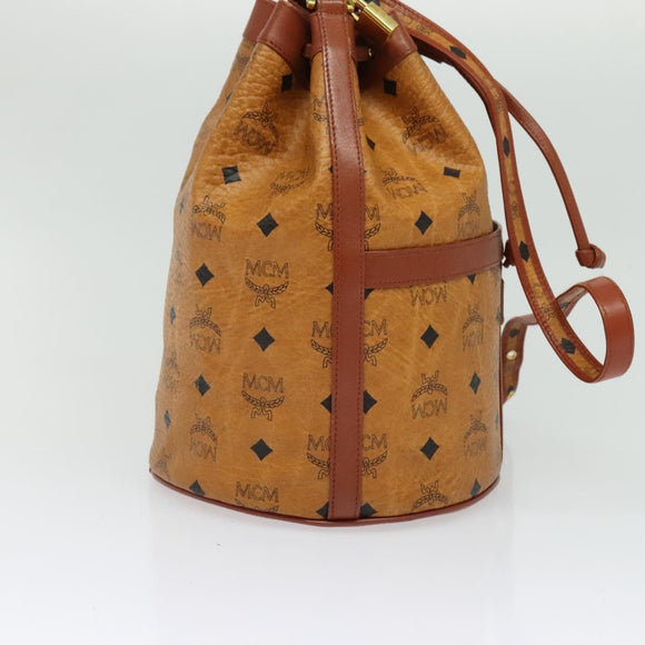 MCM Logogram Vicetos Shoulder Bag PVC Leather Brown Gold Auth BA4948