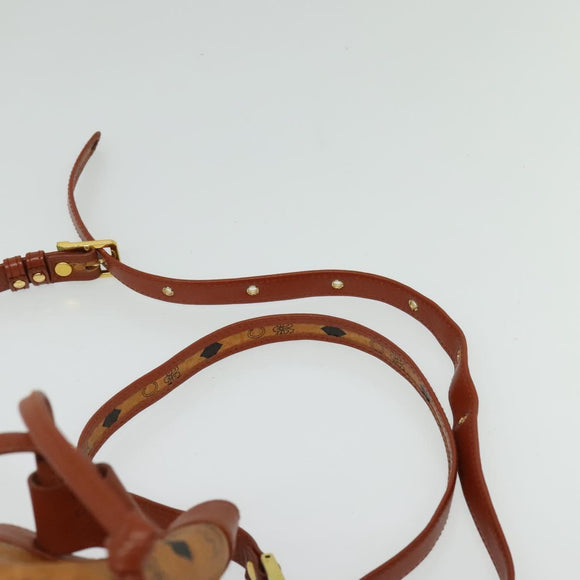 MCM Logogram Vicetos Shoulder Bag PVC Leather Brown Gold Auth BA4948