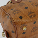 MCM Logogram Vicetos Boston Bag PVC Leather Brown Gold Auth BA4949-10