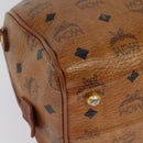 MCM Logogram Vicetos Boston Bag PVC Leather Brown Gold Auth BA4949-12