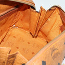 MCM Logogram Vicetos Boston Bag PVC Leather Brown Gold Auth BA4949-18