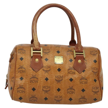 MCM Logogram Vicetos Boston Bag PVC Leather Brown Gold Auth BA4949 - 0