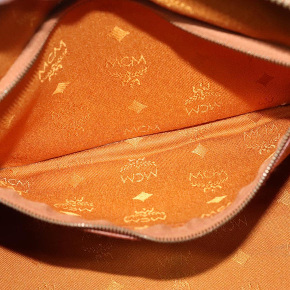 MCM Logogram Vicetos Boston Bag PVC Leather Brown Gold Auth BA4949