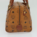 MCM Logogram Vicetos Boston Bag PVC Leather Brown Gold Auth BA4949-5