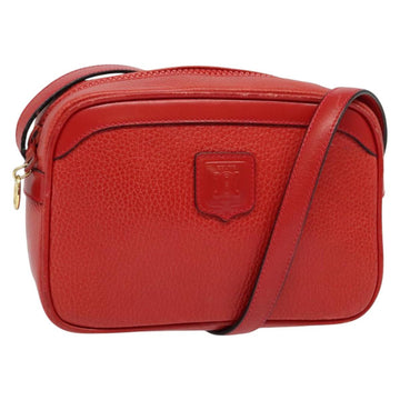 CELINE Shoulder Bag Leather Red Gold Auth BA4952