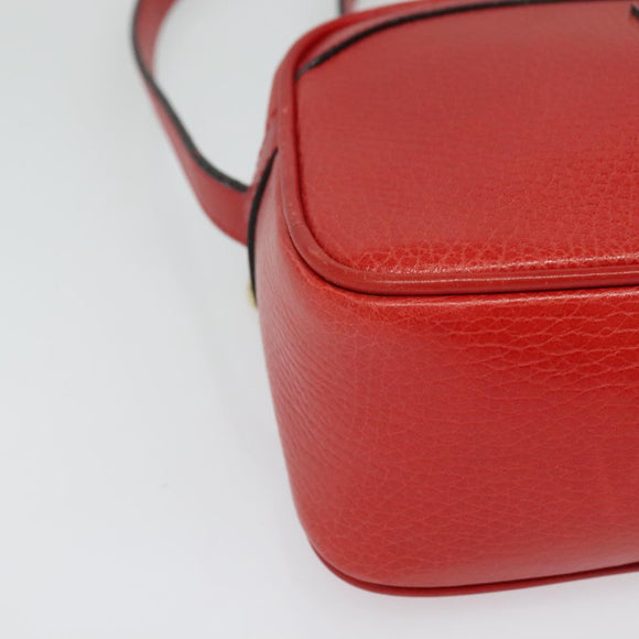 CELINE Shoulder Bag Leather Red Gold Auth BA4952