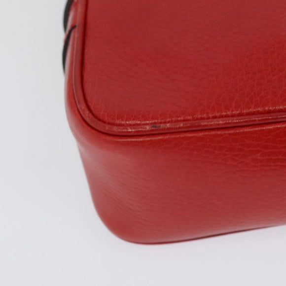 CELINE Shoulder Bag Leather Red Gold Auth BA4952