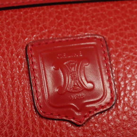 CELINE Shoulder Bag Leather Red Gold Auth BA4952