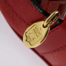 CELINE Shoulder Bag Leather Red Gold Auth BA4952-9