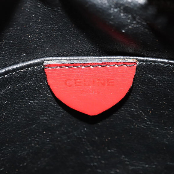 CELINE Shoulder Bag Leather Red Gold Auth BA4952
