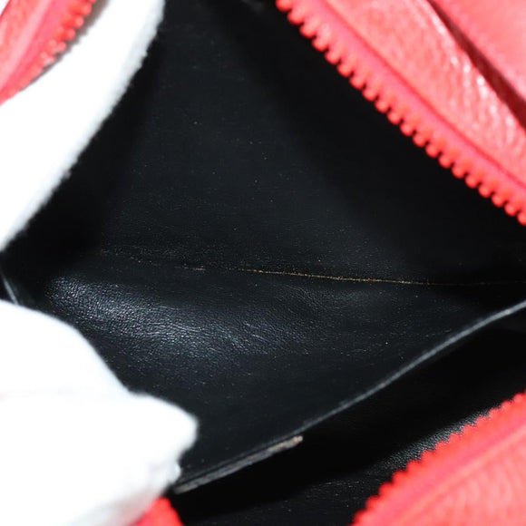 CELINE Shoulder Bag Leather Red Gold Auth BA4952