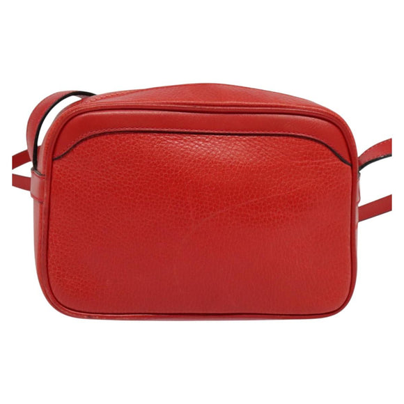 CELINE Shoulder Bag Leather Red Gold Auth BA4952
