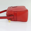 CELINE Shoulder Bag Leather Red Gold Auth BA4952-3