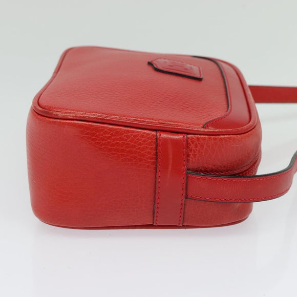 CELINE Shoulder Bag Leather Red Gold Auth BA4952