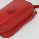CELINE Shoulder Bag Leather Red Gold Auth BA4952-6