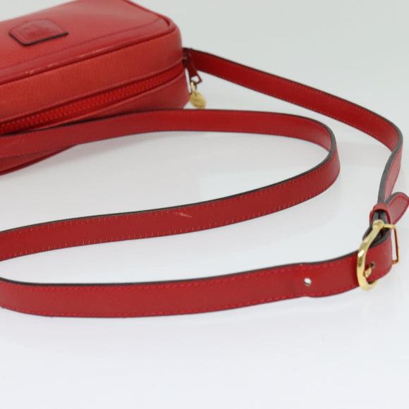 CELINE Shoulder Bag Leather Red Gold Auth BA4952