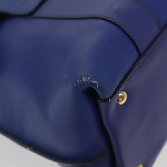 Salvatore Ferragamo Gancini Shoulder Bag Leather Blue Gold Auth BA4955