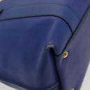 Salvatore Ferragamo Gancini Schultertasche Leder Blau Gold Auth BA4955-16