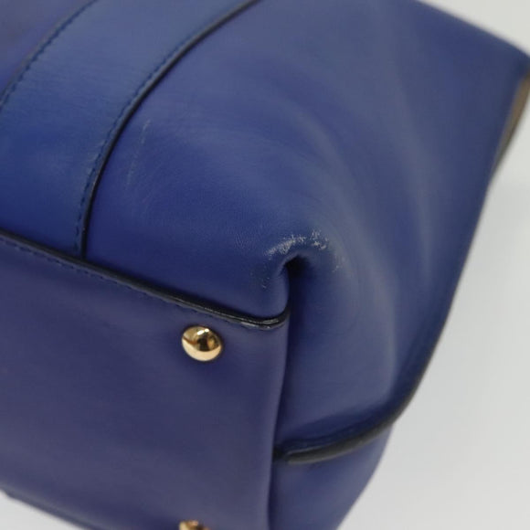 Salvatore Ferragamo Gancini Schultertasche Leder Blau Gold Auth BA4955
