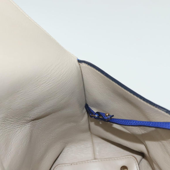 Salvatore Ferragamo Gancini Schultertasche Leder Blau Gold Auth BA4955