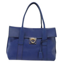 Salvatore Ferragamo Gancini Shoulder Bag Leather Blue Gold Auth BA4955-2